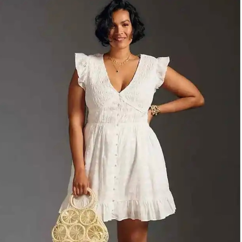 ANTHROPOLOGIE The Peregrine Mini Dress White 3X NWT $148